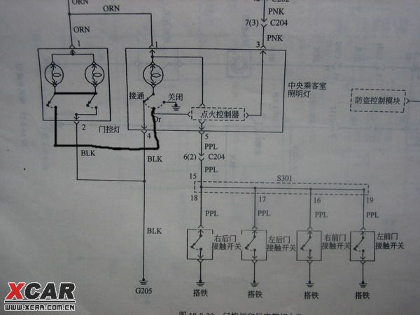 先取下地图灯罩; 将驾驶室的地图灯改为门控灯diy(附门控接线图)