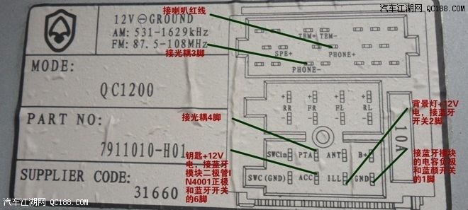 长安汽车音响接线图; 长安逸动cd机接线图