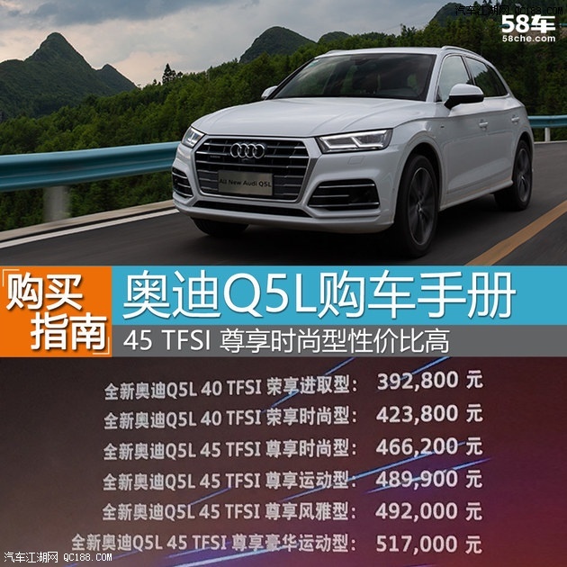 推荐45 tfsi 尊享时尚型 奥迪q5l导购