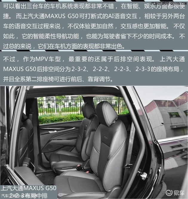 大通MAXUS G50优势突出 三款MPV车型对比