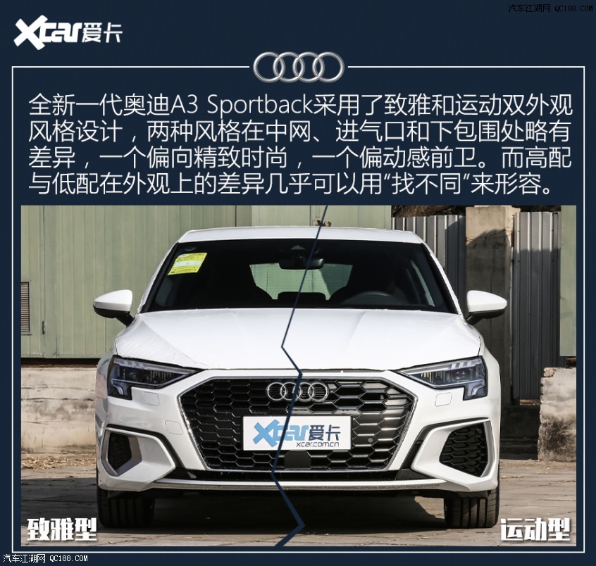 目前在售的全新一代奥迪a3 sportback共有六款车型,不过由于采用了