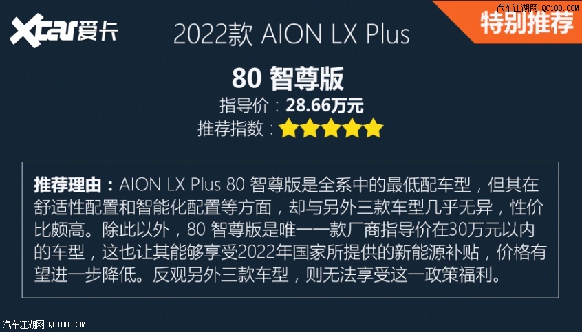 推荐80 智尊版 AION LX Plus配置解读