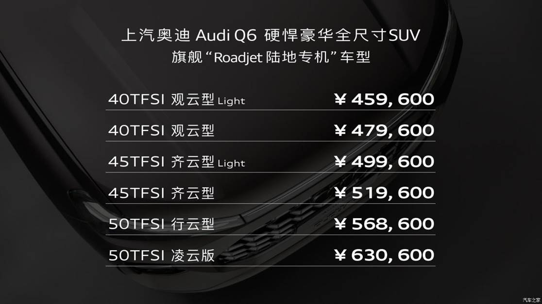 奥迪Q6开启预售 预售价45.96-63.06万元